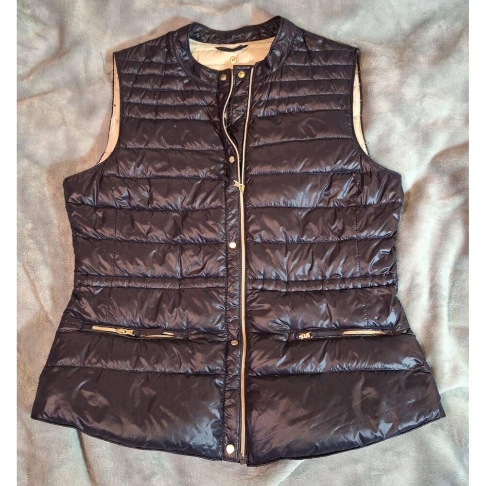Zara Basic Black Puffer Vest Women’s M Full Zip/Snap Zip Pockets